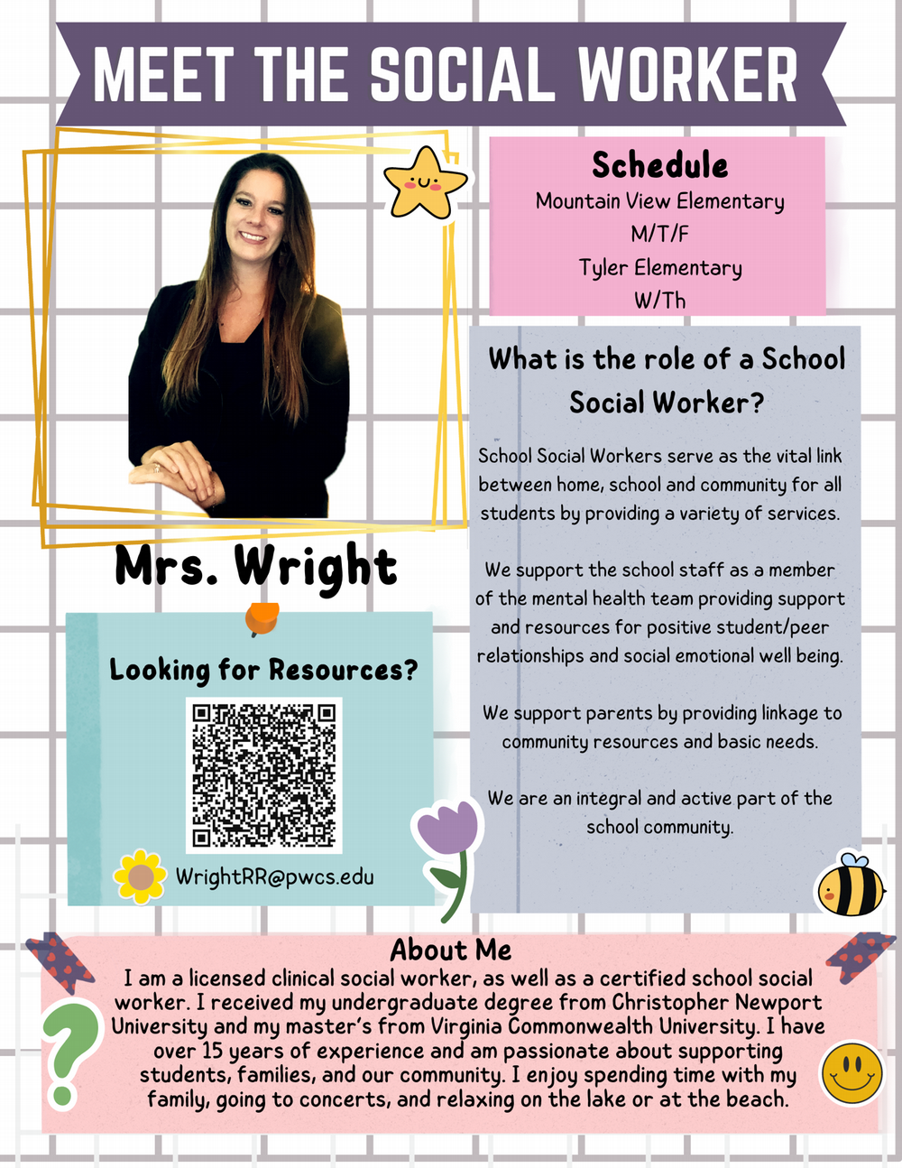 This is an image with the school social workers information.